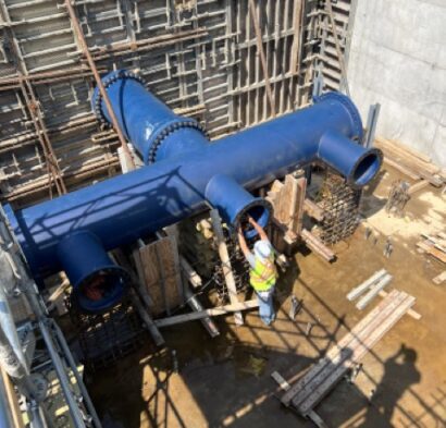 42" Raw Water Piping Project Highlights
- AWWA project
- Detailed coordination with site, civil and structural team
- Heavy rigging
- Internal and external pipe welding
- Dedicated safety team
- Detailed Quality plan for inspection and tracking