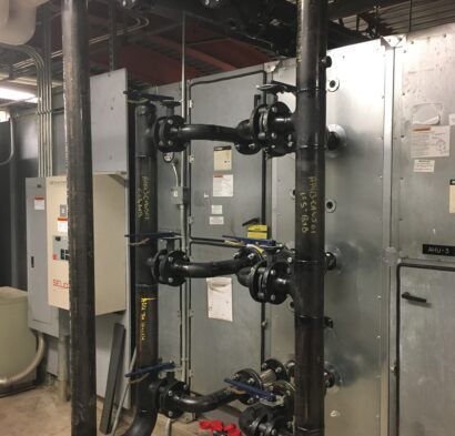 Ductless Splits installed on hospital roof.  The design engineer documented the refrigerant piping arrangement shown here (prior to insulation) to use for future project specifications/examples of “how they want it done”.